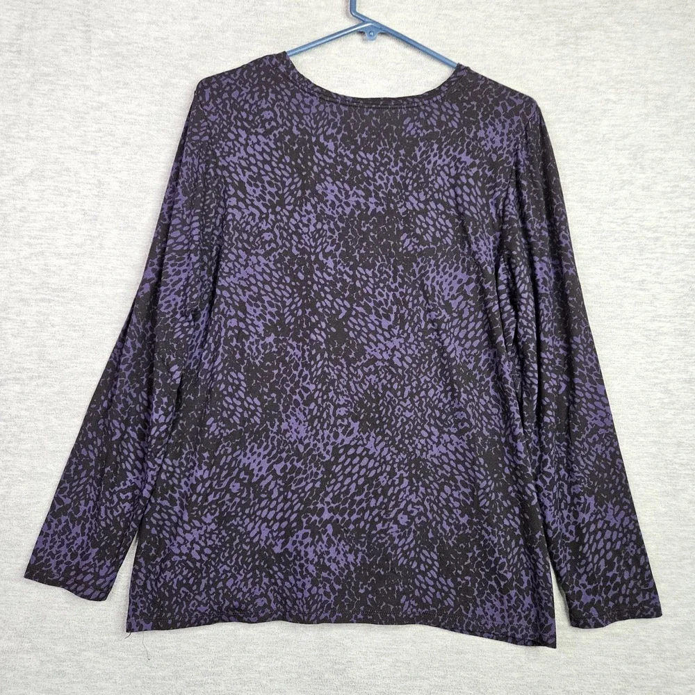 Chico's Women's US Size L Purple Black Geometric Printed Long Sleeve Shirt